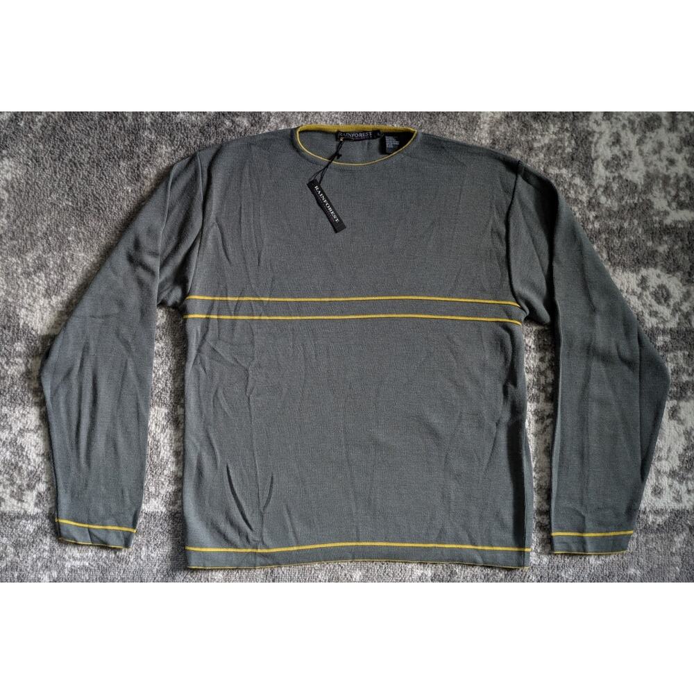 Rainforest Tsangku Collection Men's Wool Sweater, Gray - XL, Made In Italy